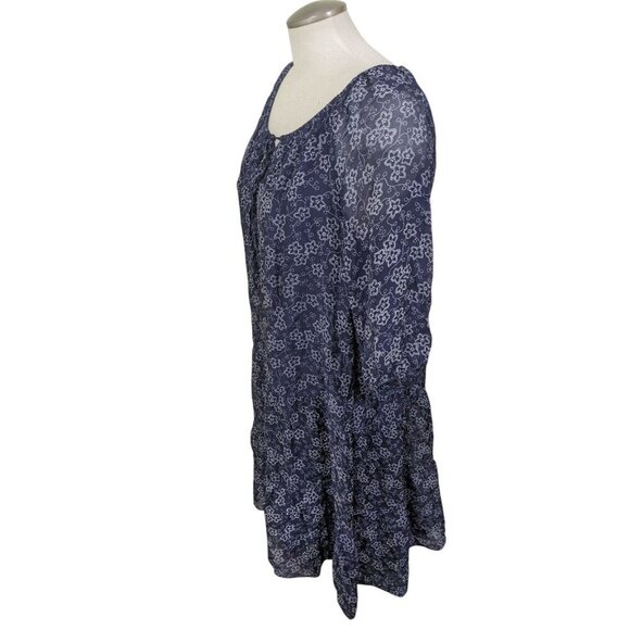 ROSEMARINE Silk Blend Dress XL Blue White Floral Tiered Boho Hobo Prairie Italy - Picture 3 of 6